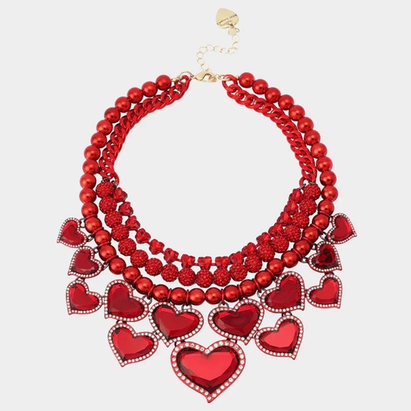 Betsey Johnson Jewelry - Betsey Johnson Love Spell Heart Bib Necklace New